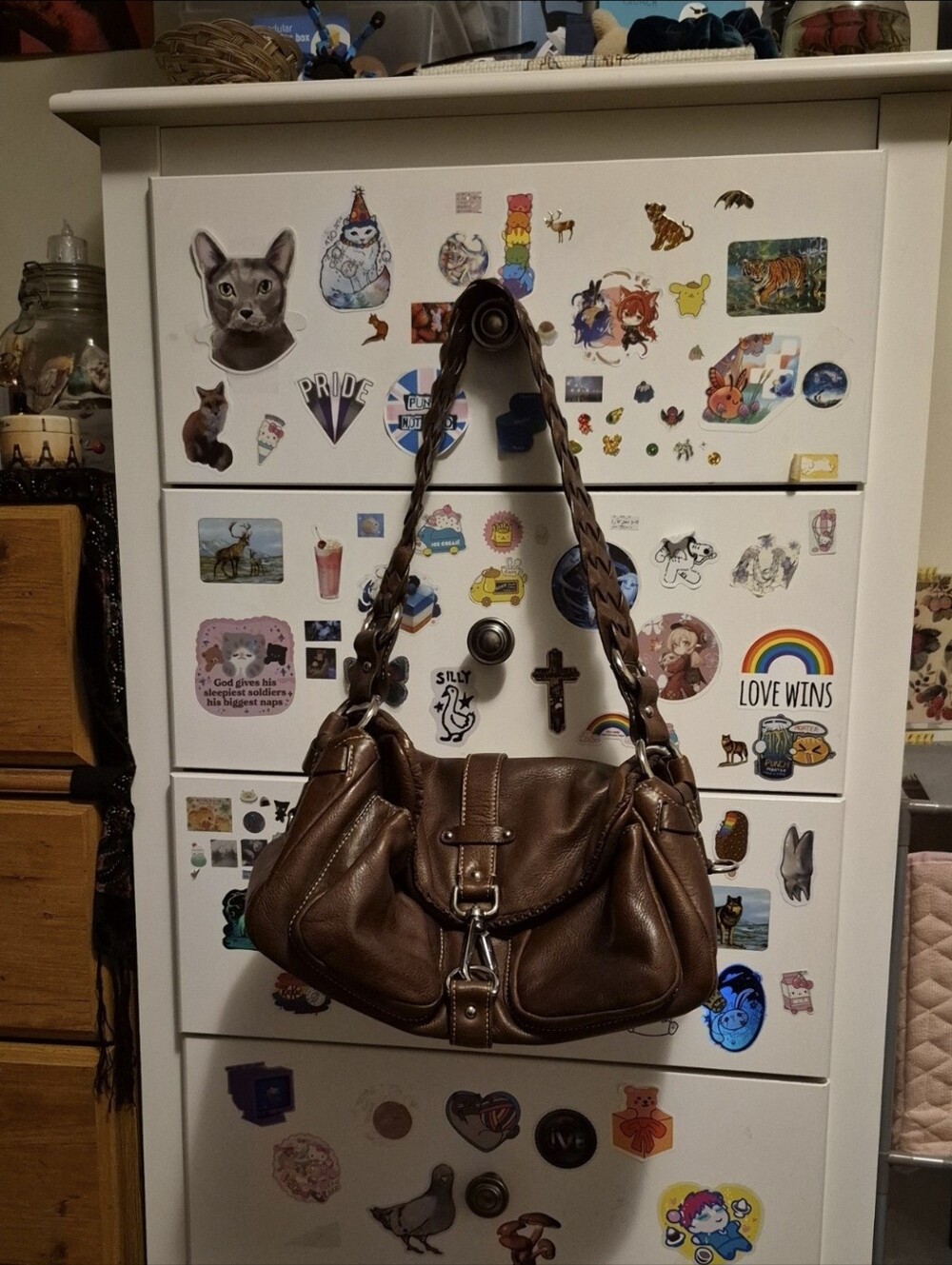 Donald Pliner Brown Shoulder Bag